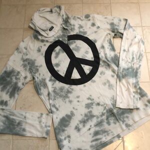 Peace Hooded Long Sleeve Tie Dye Tee
